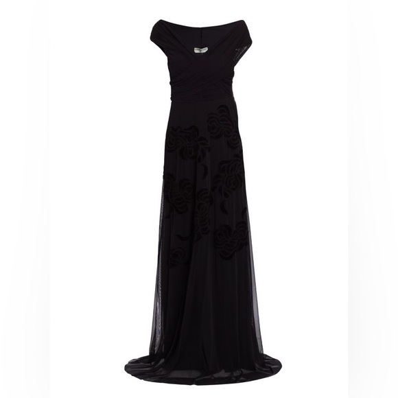 Chiara Boni Destiny Velvet Tulle Maxi Evening Formal Gown Dress US 16 IT 52 NWT - Picture 4 of 12